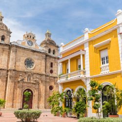 Beautiful church of San Pedro in Cartagena, Colombia - travel destinations concepts